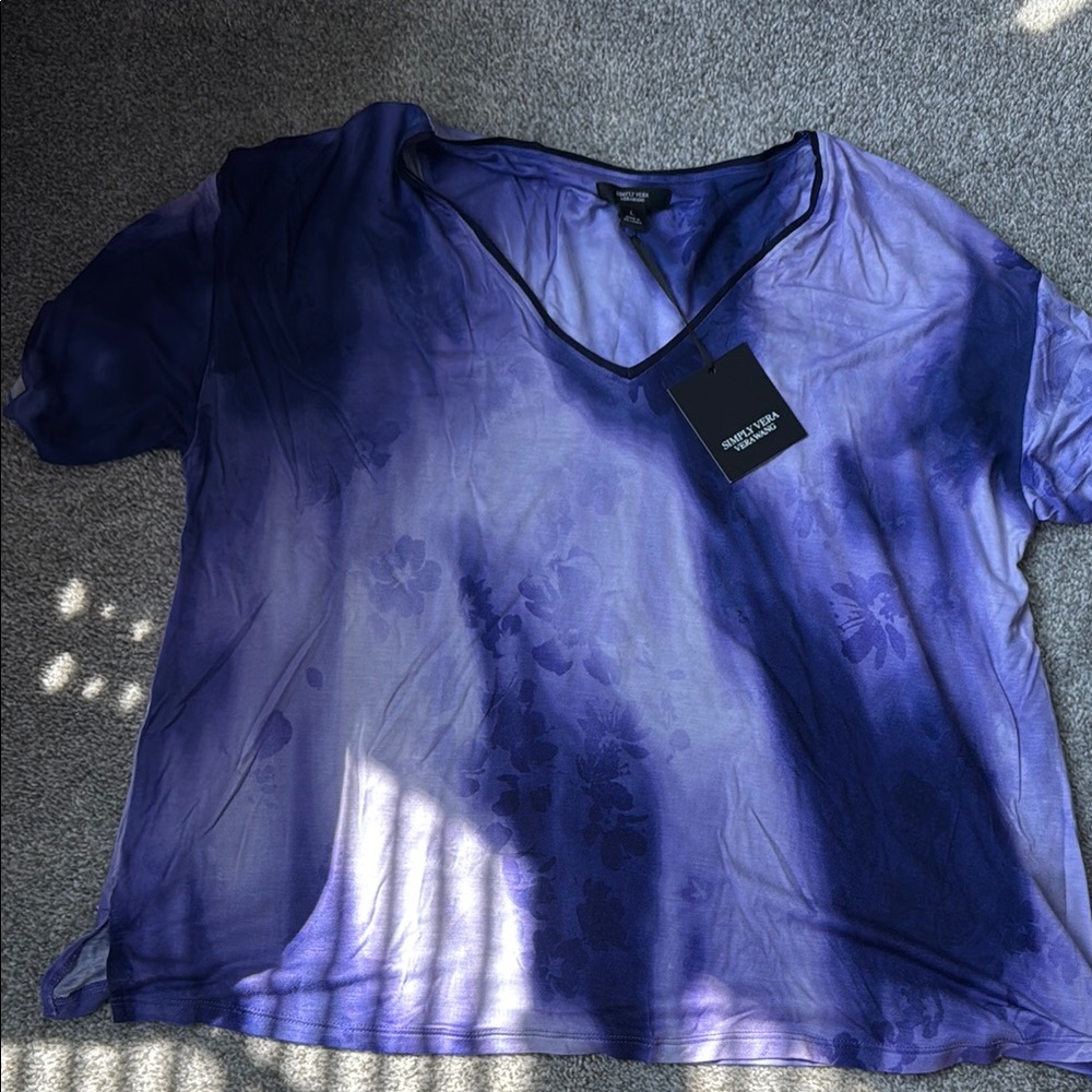INC International Concepts Blue Boxy Short Sleeve Pajama Top